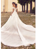 Off Shoulder Ivory Lace Organza Wedding Dress